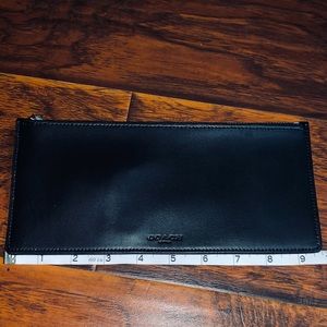 Unused coach black leather zipper pouch